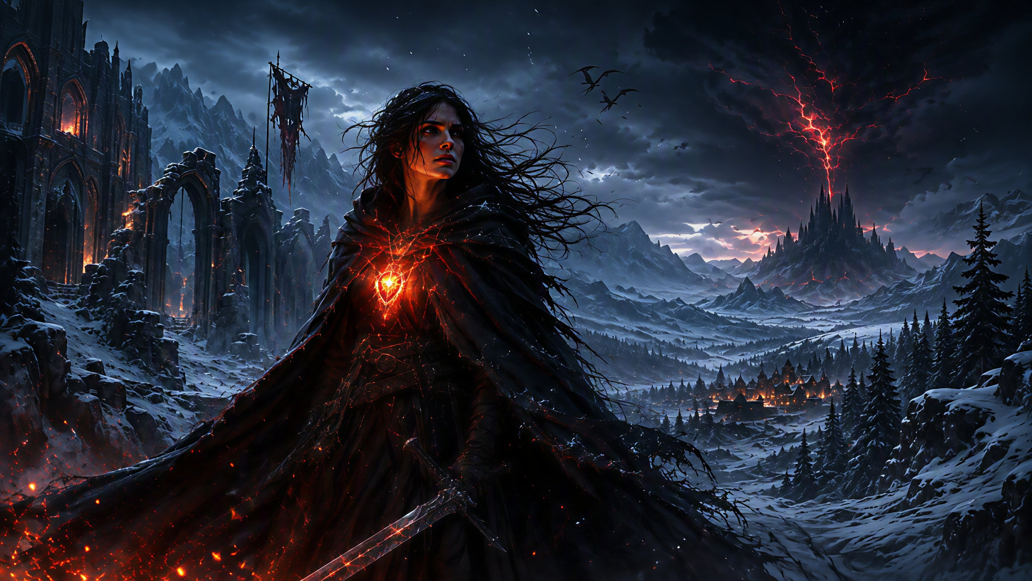 Aelith of the Emberheart – Fantasy Character Art Print